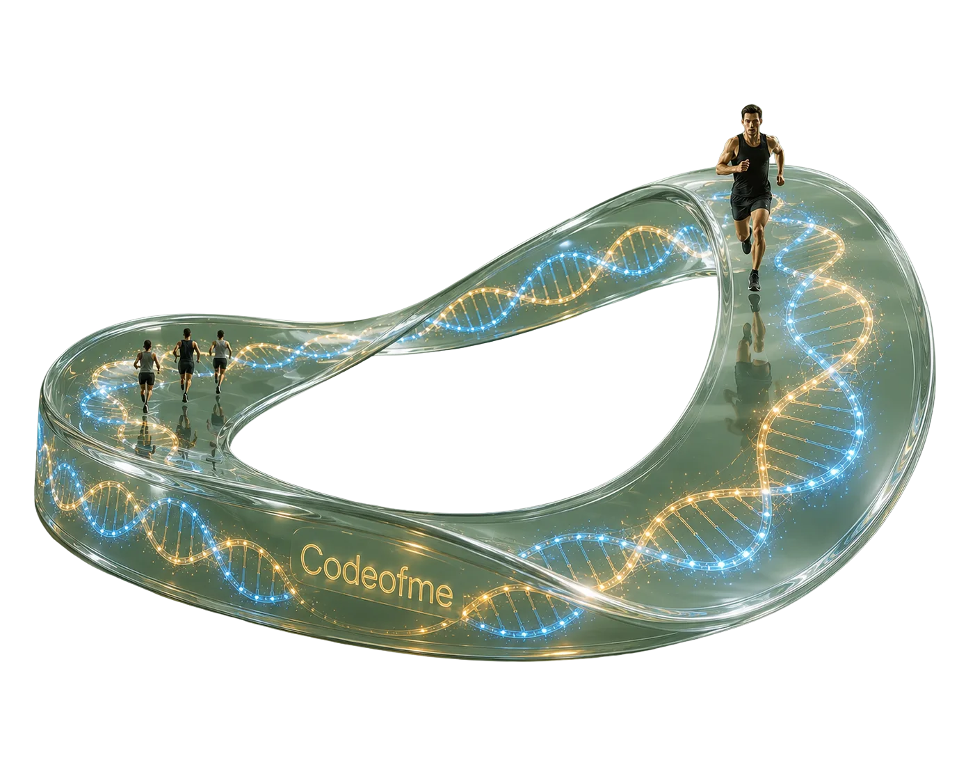 Coureurs sur une piste en forme de ruban d'ADN infini — Ardi